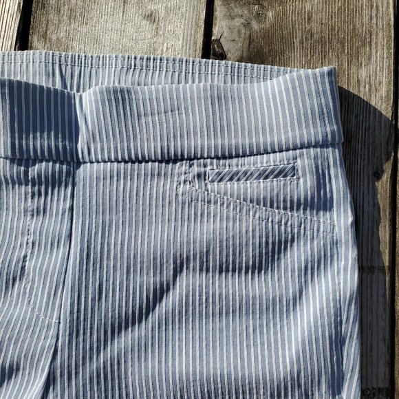 Ann Klein Blue White Stretchy Striped Ankle Trousers Size 2 - Picture 7 of 7